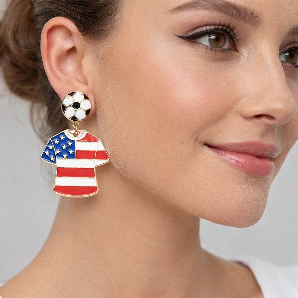 USA Soccer Jersey Drop Earrings
