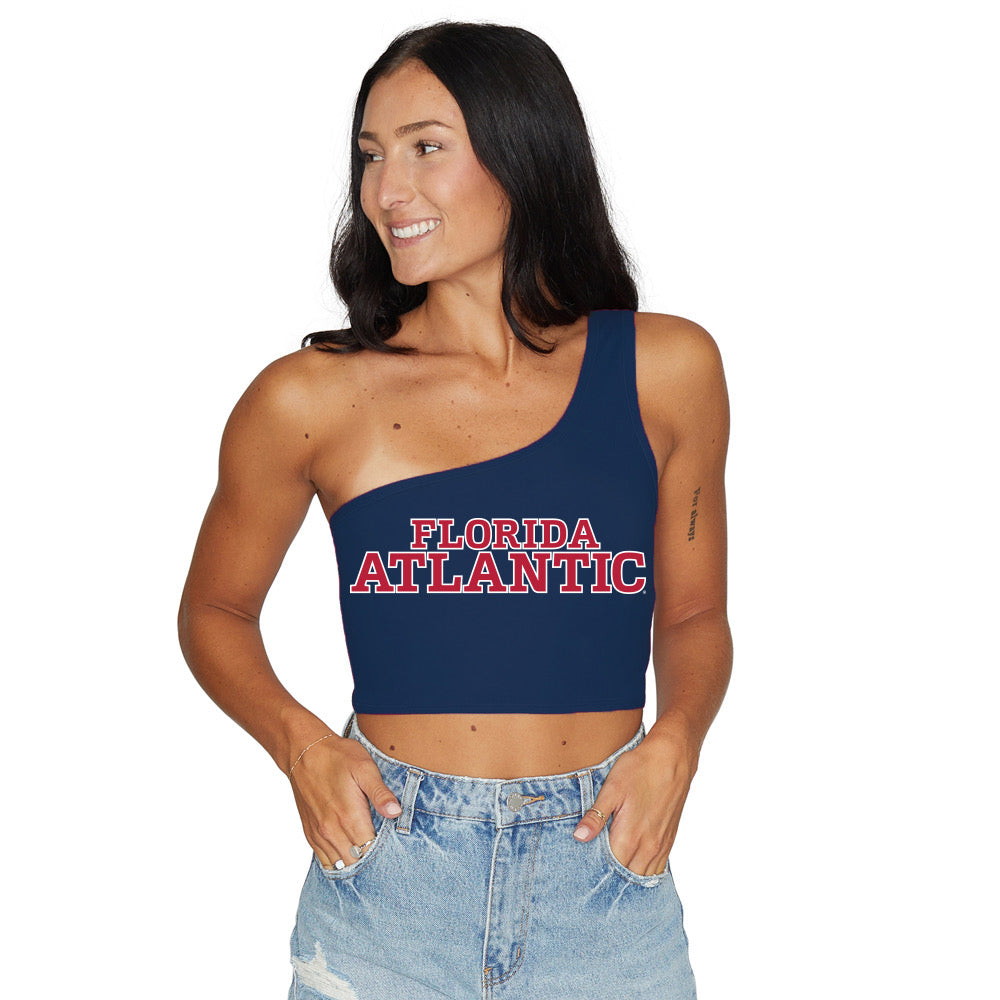 Florida Atlantic Owls Navy One Shoulder Top | lojobands