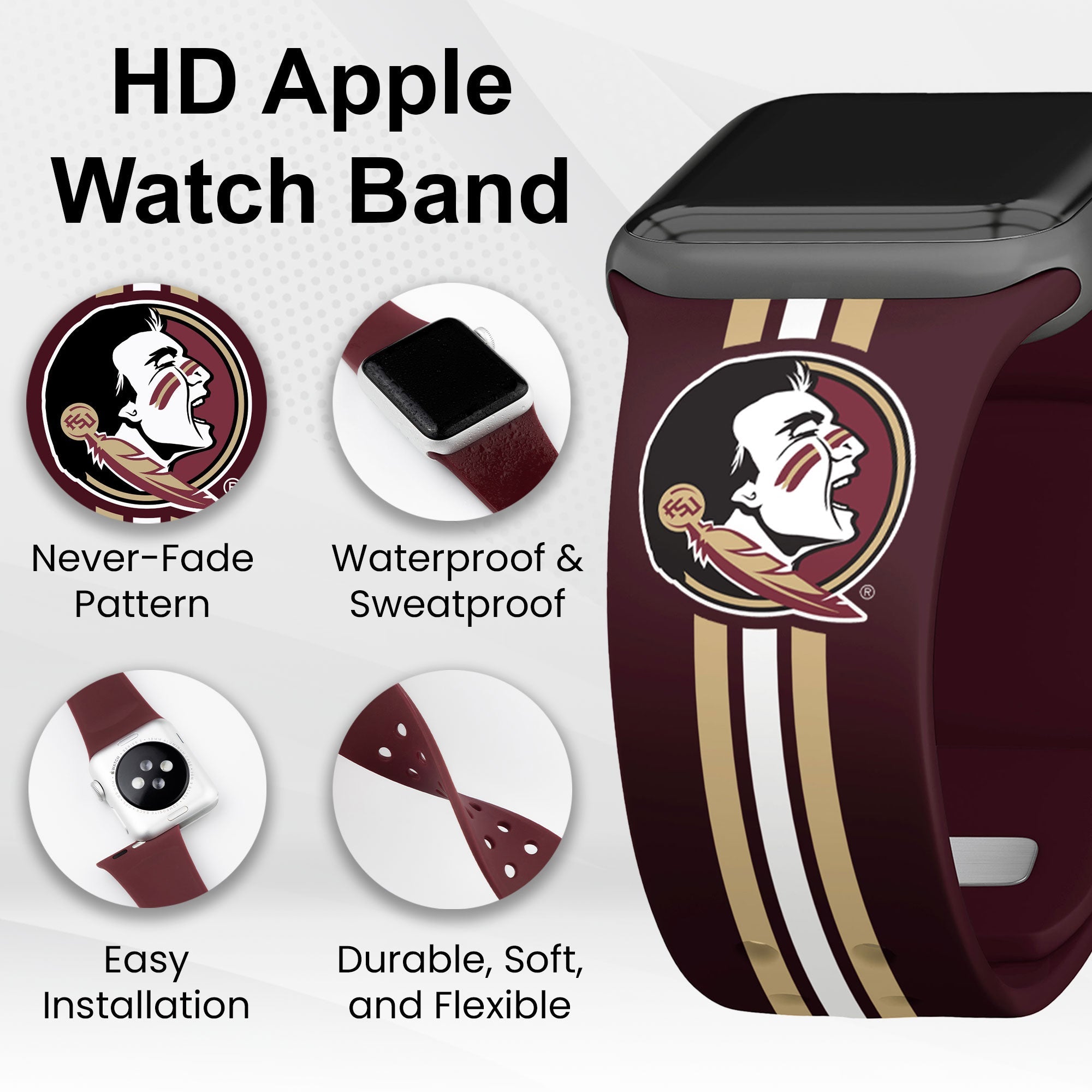 Florida State Seminoles HD Apple Watch Band 3