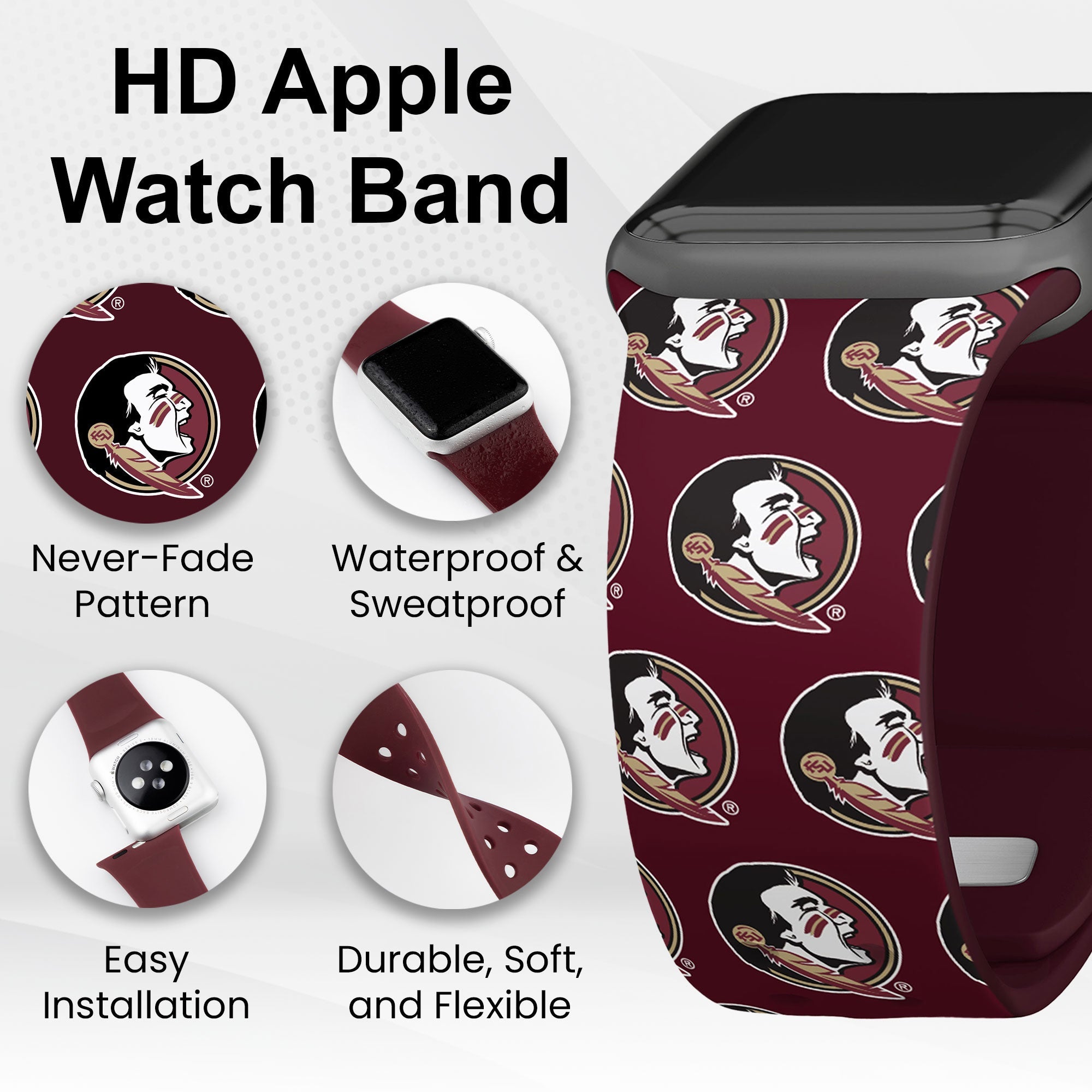 Florida State Seminoles HD Apple Watch Band 9
