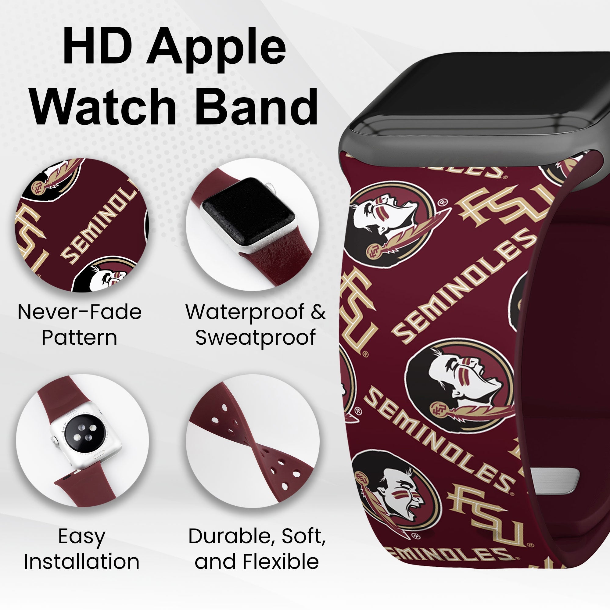Florida State Seminoles HD Apple Watch Band 15