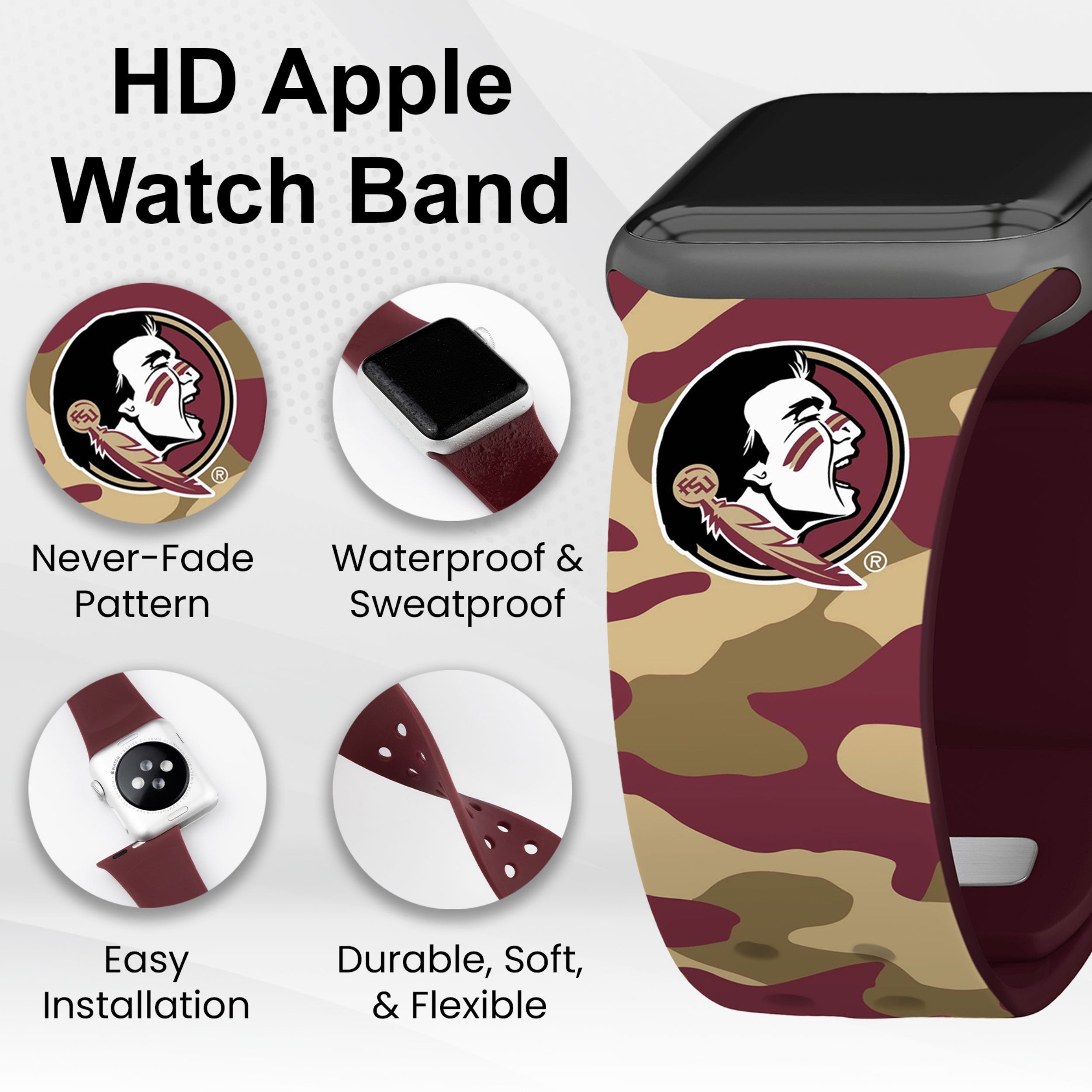Florida State Seminoles HD Apple Watch Band 28