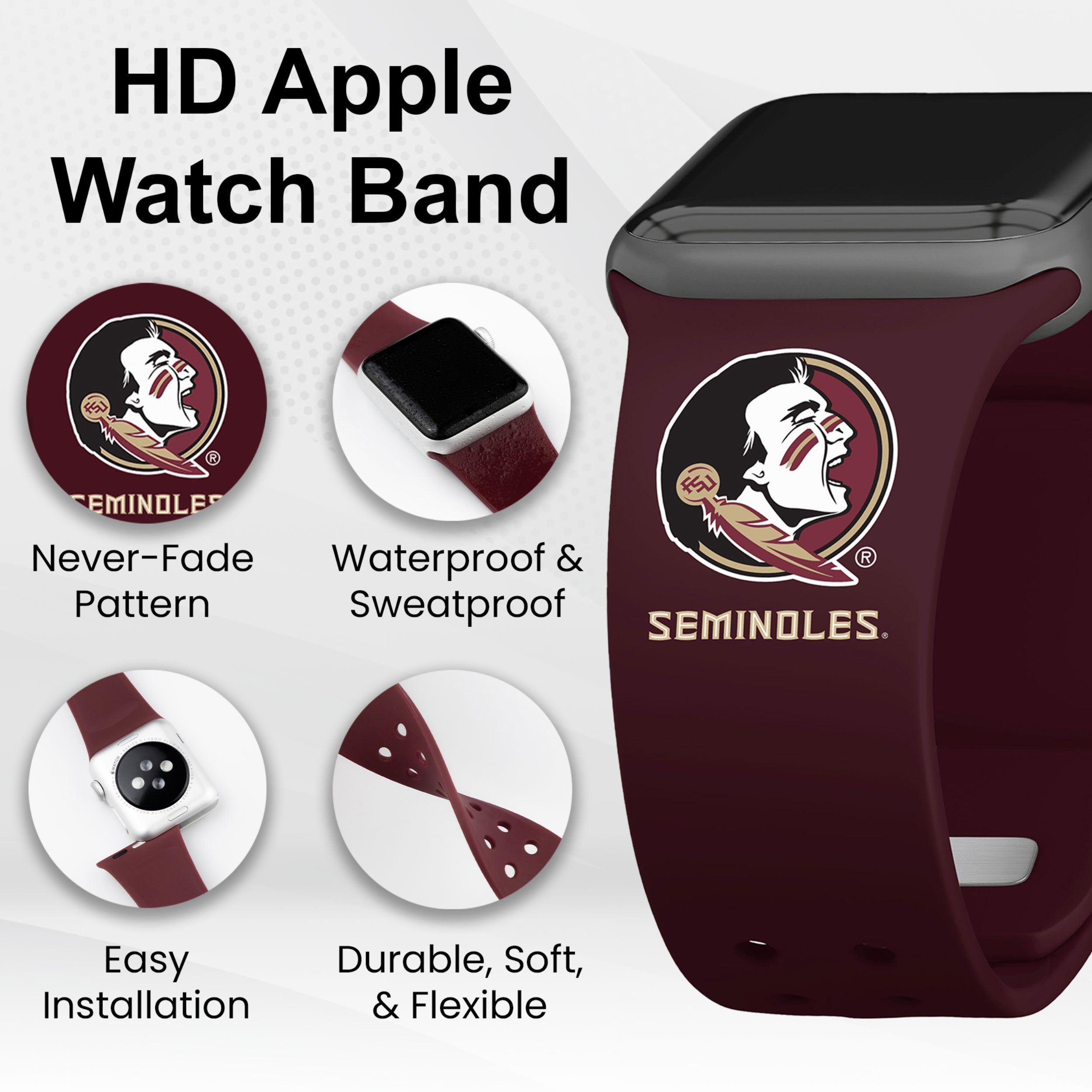 Florida State Seminoles HD Apple Watch Band 20