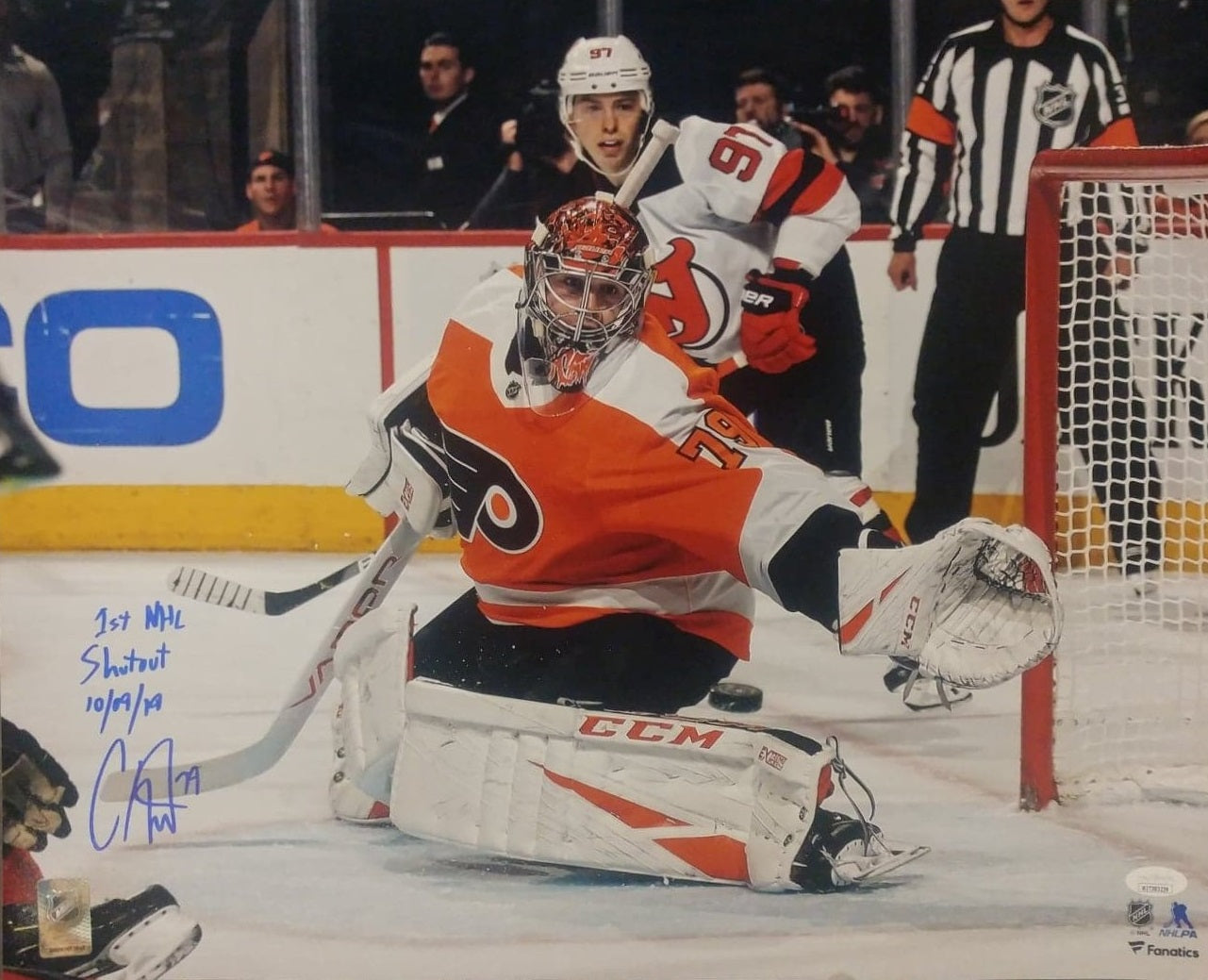 Carter Hart Philadelphia Flyers First Career Shutout Autographed NHL Hockey Photo 3