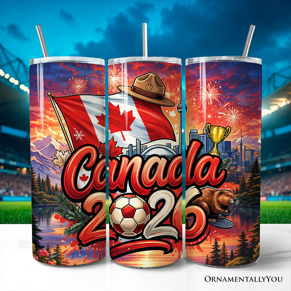 Canada 2026 Soccer Cup Global Championship 20oz Tumbler With Lid and Stainless Steel Straw, Fans Football Gift Cup 1