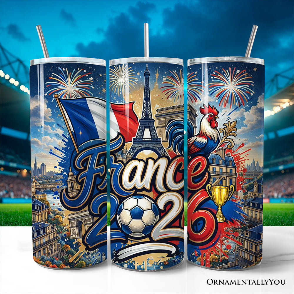 France 2026 Soccer Cup Global Championship 20oz Tumbler With Lid and Stainless Steel Straw, Fans Football Gift Cup 1