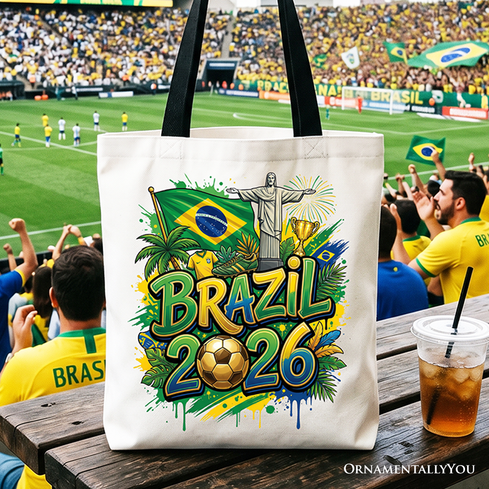 Brazil 2026 Soccer Cup Global Championship Tote Bag, Fans Football Gift Shopper 1