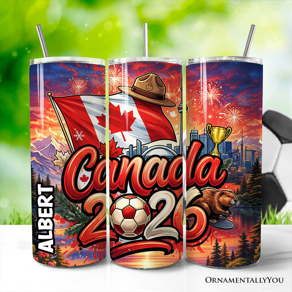 Canada 2026 Soccer Cup Global Championship 20oz Tumbler With Lid and Stainless Steel Straw, Fans Football Gift Cup 3