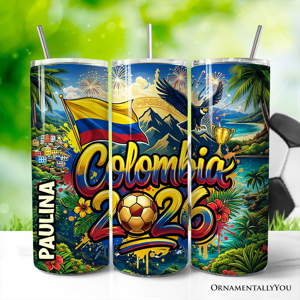 Colombia 2026 Soccer Cup Global Championship 20oz Tumbler With Lid and Stainless Steel Straw, Fans Football Gift Cup 3