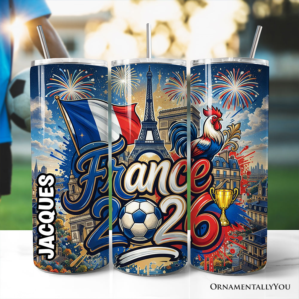 France 2026 Soccer Cup Global Championship 20oz Tumbler With Lid and Stainless Steel Straw, Fans Football Gift Cup 3