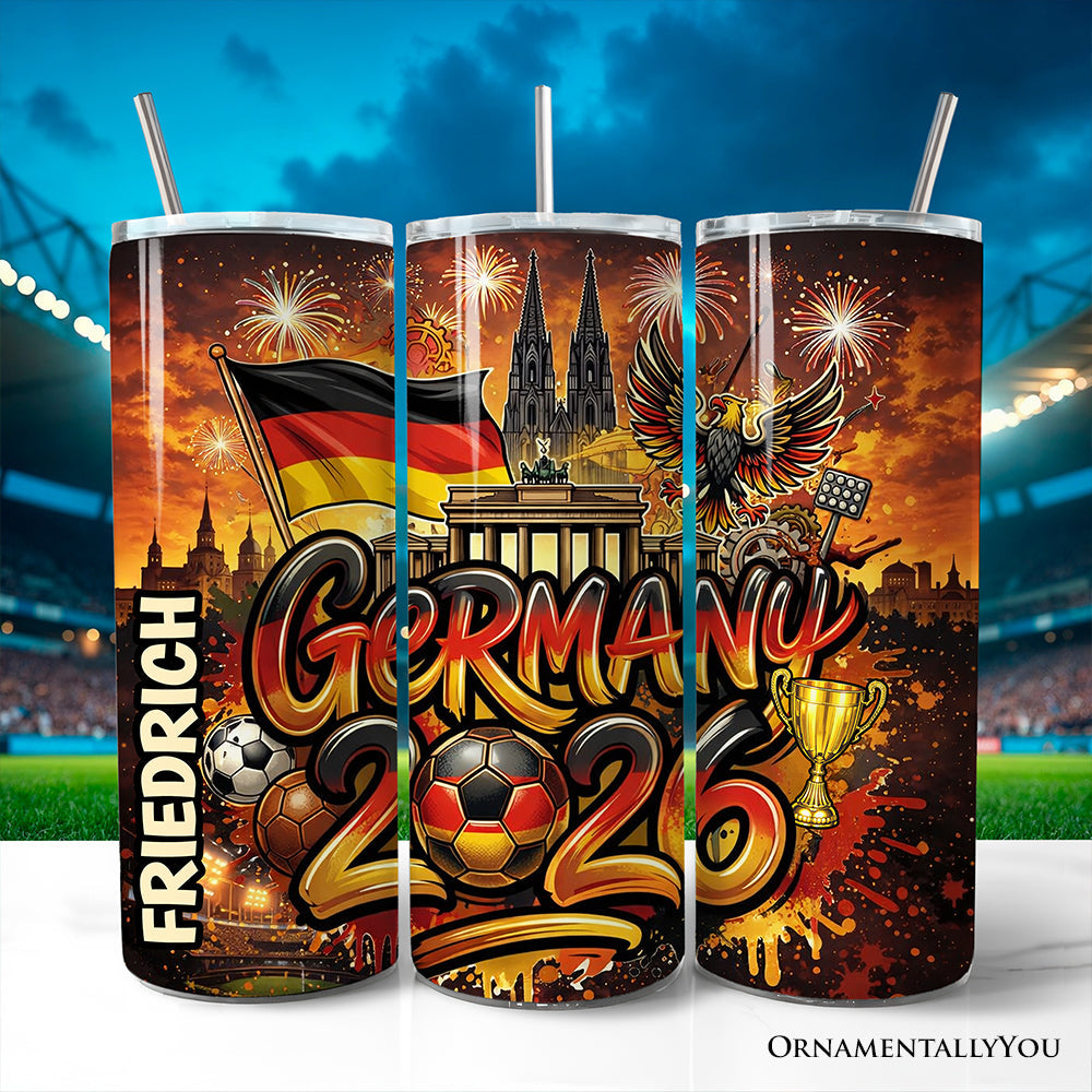 Germany 2026 Soccer Cup Global Championship 20oz Tumbler With Lid and Stainless Steel Straw, Fans Football Gift Cup 3