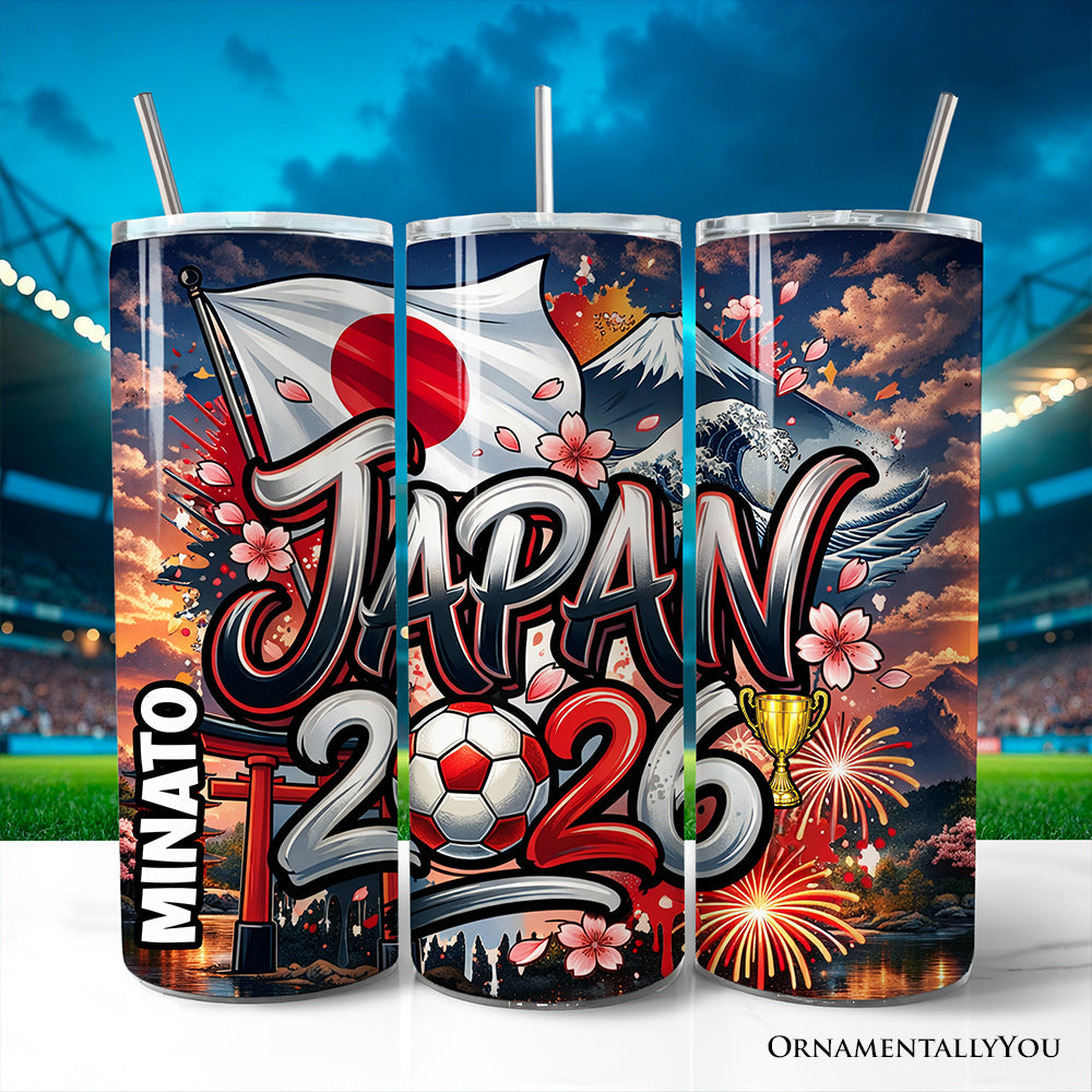 Japan 2026 Soccer Cup Global Championship 20oz Tumbler With Lid and Stainless Steel Straw, Fans Football Gift Cup 3