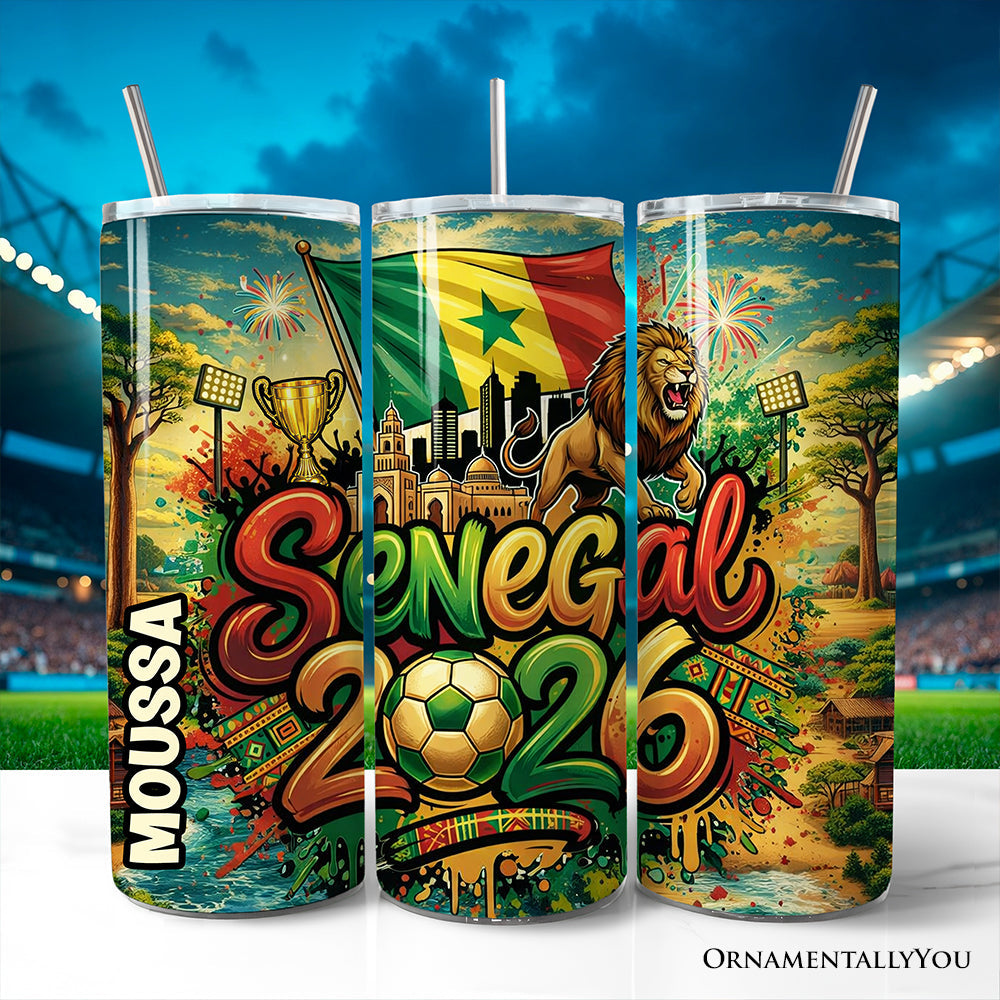 Senegal 2026 Soccer Cup Global Championship 20oz Tumbler With Lid and Stainless Steel Straw, Fans Football Gift Cup 3