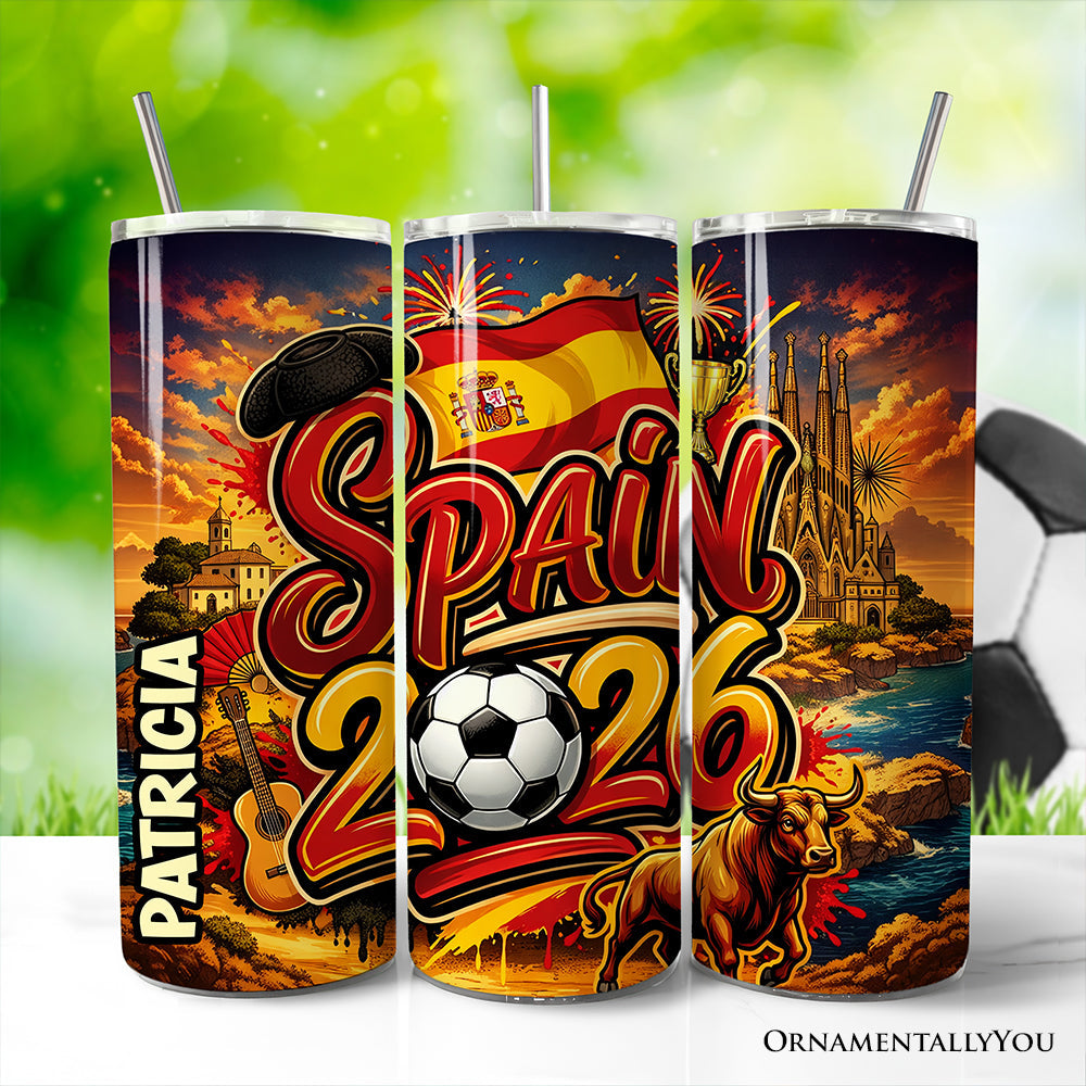 Spain 2026 Soccer Cup Global Championship 20oz Tumbler With Lid and Stainless Steel Straw, Fans Football Gift Cup 3