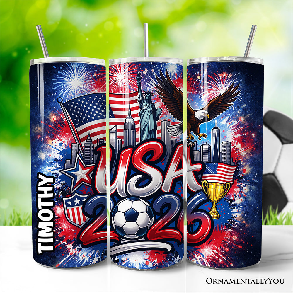 USA 2026 Soccer Cup Global Championship 20oz Tumbler With Lid and Stainless Steel Straw, Fans Football Gift Cup 3