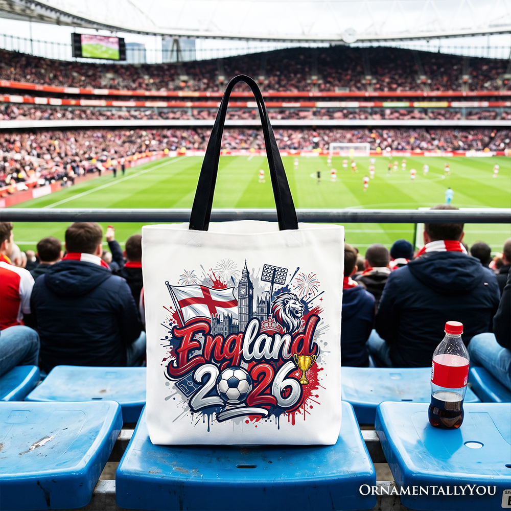 England 2026 Soccer Cup Global Championship Tote Bag, Fans Football Gift Shopper 5