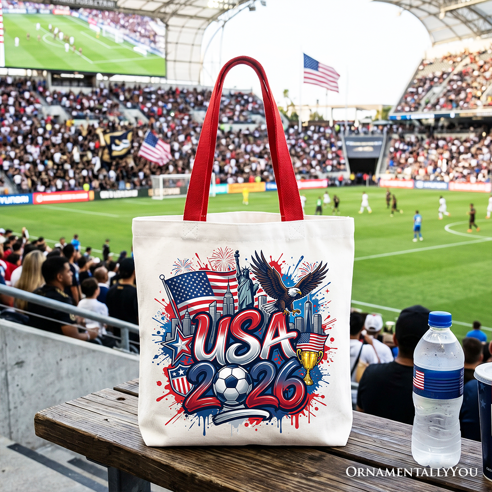 USA 2026 Soccer Cup Global Championship Tote Bag, Fans Football Gift Shopper 6