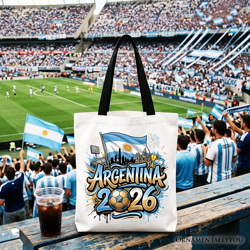 Argentina 2026 Soccer Cup Global Championship Tote Bag, Fans Football Gift Shopper 5