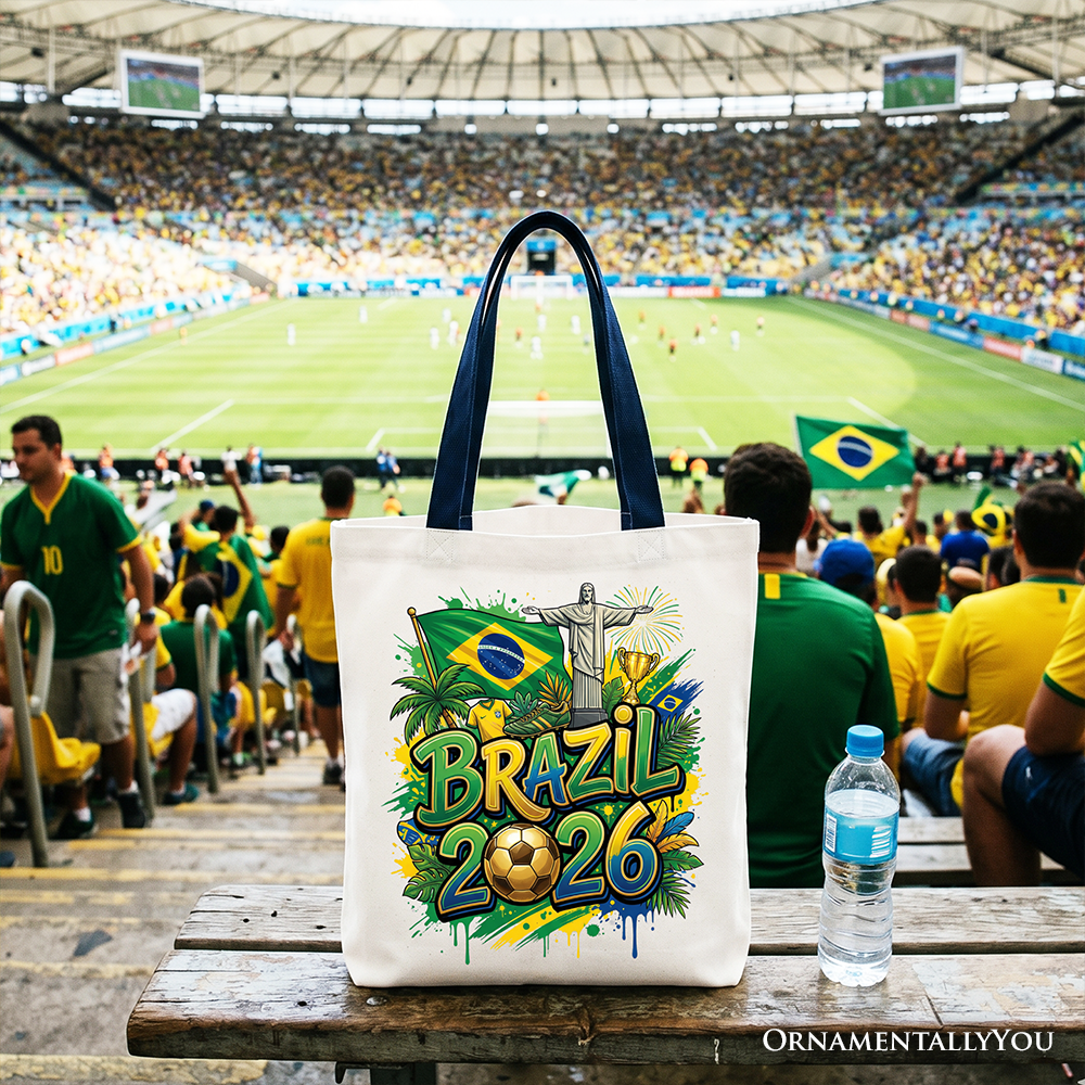 Brazil 2026 Soccer Cup Global Championship Tote Bag, Fans Football Gift Shopper 5