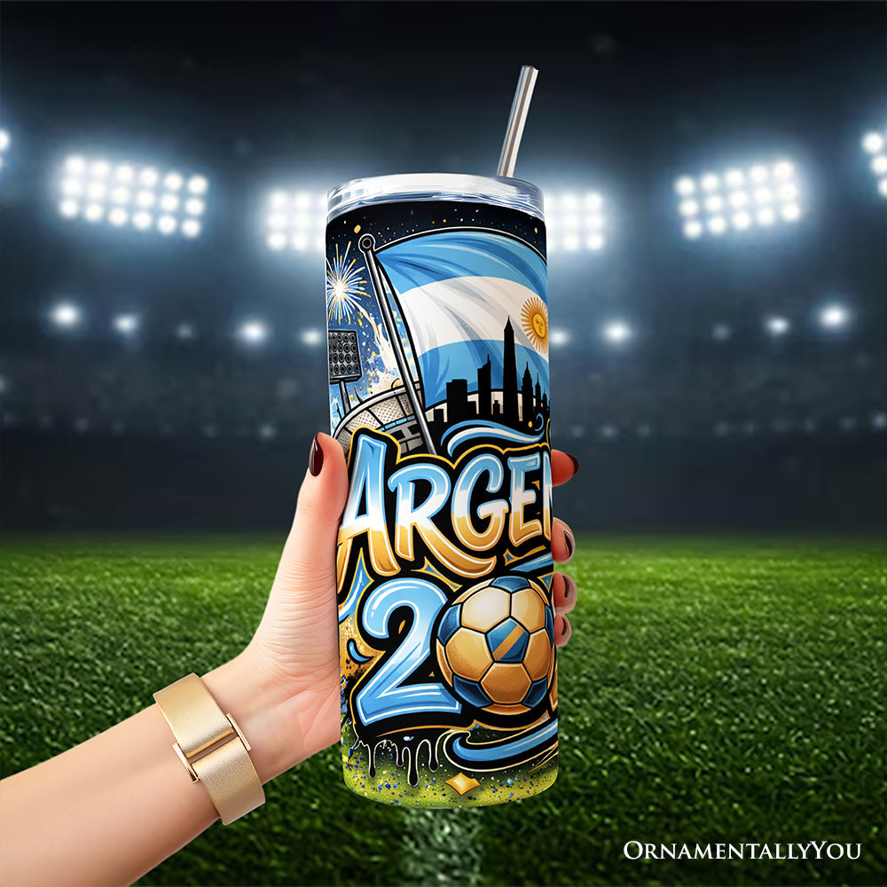 Argentina 2026 Soccer Cup Global Championship 20oz Tumbler With Lid and Stainless Steel Straw, Fans Football Gift Cup 4