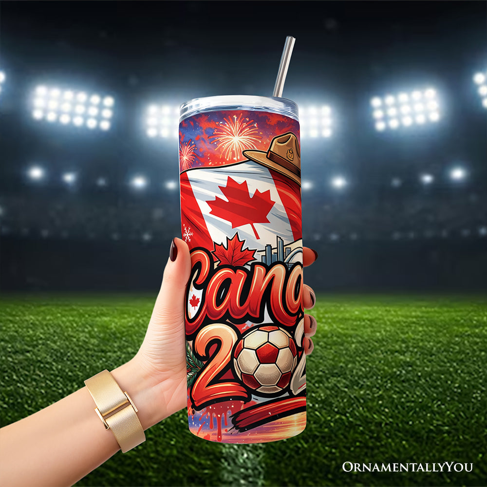 Canada 2026 Soccer Cup Global Championship 20oz Tumbler With Lid and Stainless Steel Straw, Fans Football Gift Cup 4