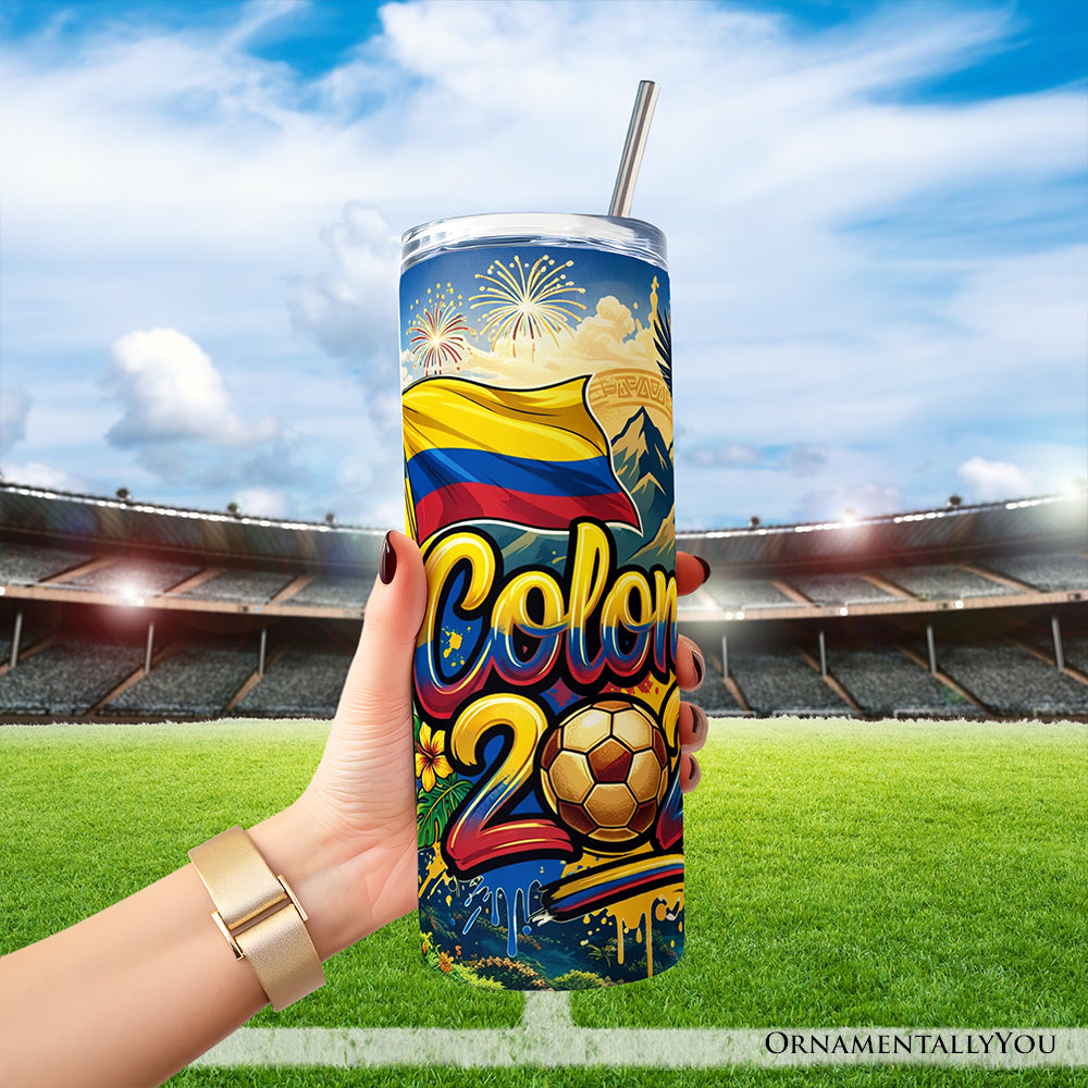 Colombia 2026 Soccer Cup Global Championship 20oz Tumbler With Lid and Stainless Steel Straw, Fans Football Gift Cup 4