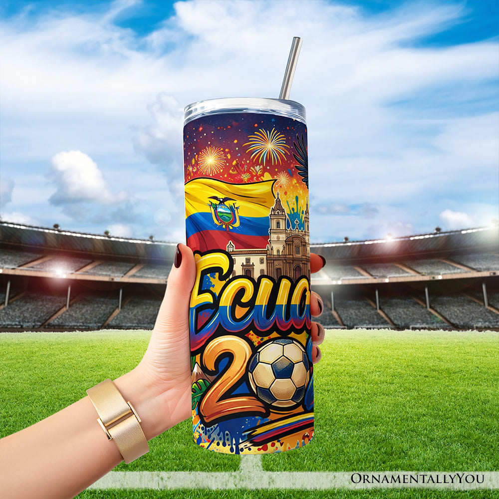 Ecuador 2026 Soccer Cup Global Championship 20oz Tumbler With Lid and Stainless Steel Straw, Fans Football Gift Cup 4