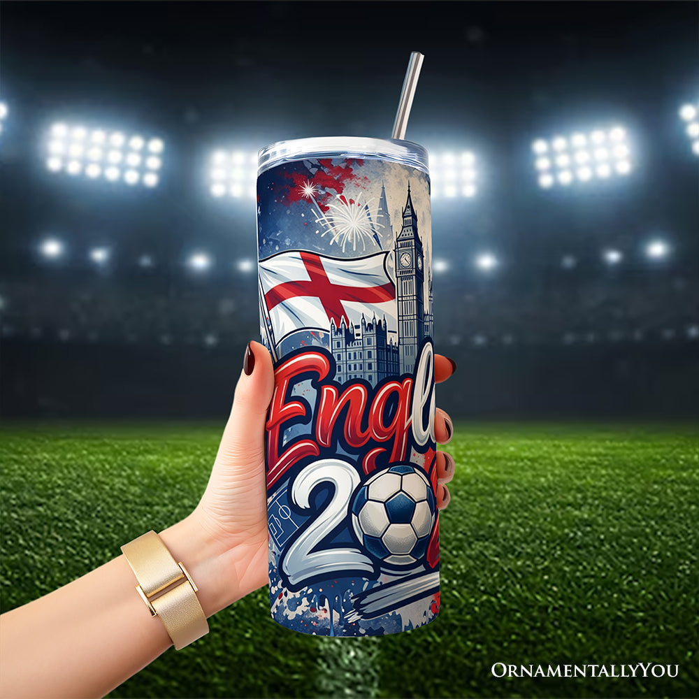 England 2026 Soccer Cup Global Championship 20oz Tumbler With Lid and Stainless Steel Straw, Fans Football Gift Cup 4