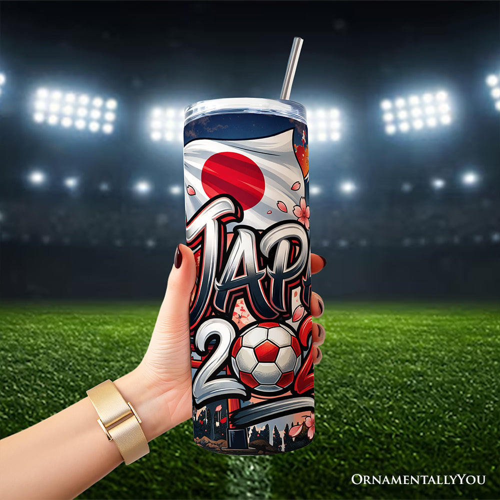 Japan 2026 Soccer Cup Global Championship 20oz Tumbler With Lid and Stainless Steel Straw, Fans Football Gift Cup 4