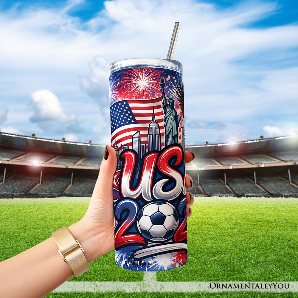 USA 2026 Soccer Cup Global Championship 20oz Tumbler With Lid and Stainless Steel Straw, Fans Football Gift Cup 4