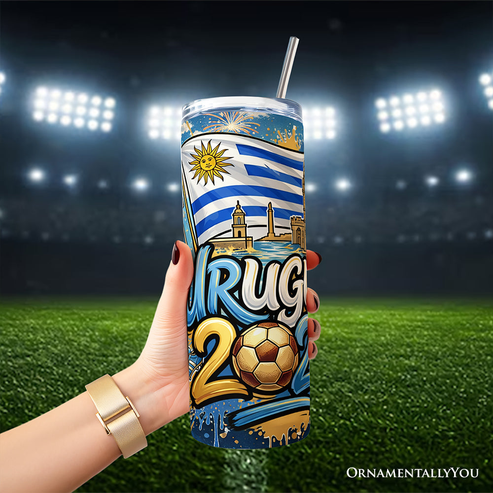 Uruguay 2026 Soccer Cup Global Championship 20oz Tumbler With Lid and Stainless Steel Straw, Fans Football Gift Cup 4