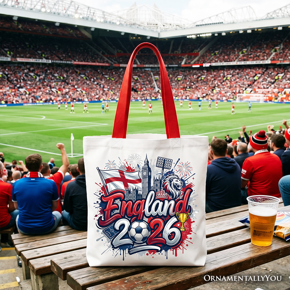 England 2026 Soccer Cup Global Championship Tote Bag, Fans Football Gift Shopper 6