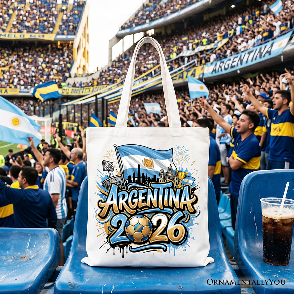 Argentina 2026 Soccer Cup Global Championship Tote Bag, Fans Football Gift Shopper 4