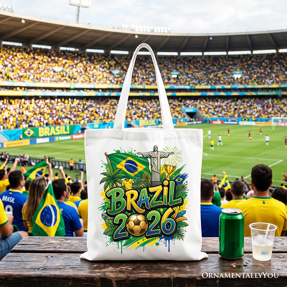 Brazil 2026 Soccer Cup Global Championship Tote Bag, Fans Football Gift Shopper 4