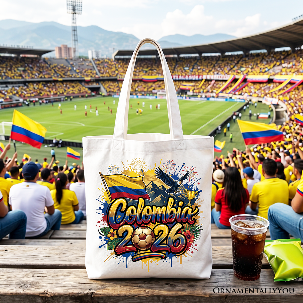 Colombia 2026 Soccer Cup Global Championship Tote Bag, Fans Football Gift Shopper 4