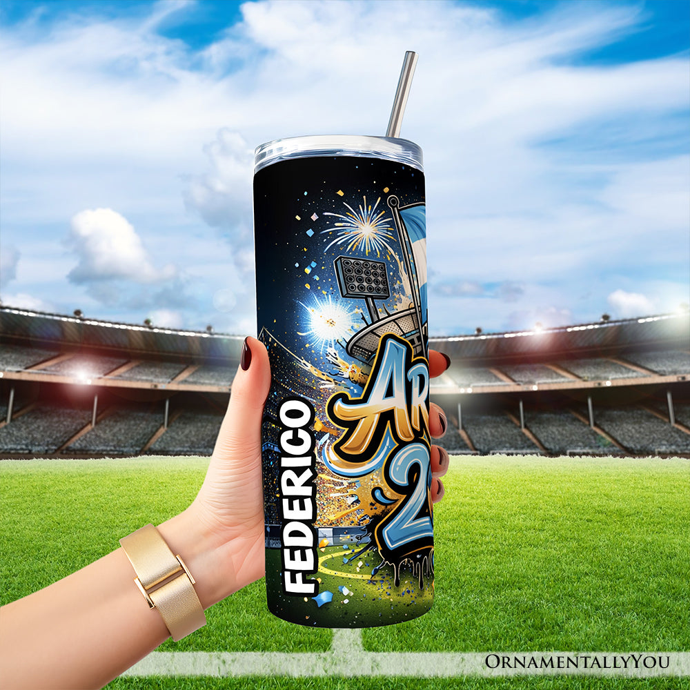 Argentina 2026 Soccer Cup Global Championship 20oz Tumbler With Lid and Stainless Steel Straw, Fans Football Gift Cup 5