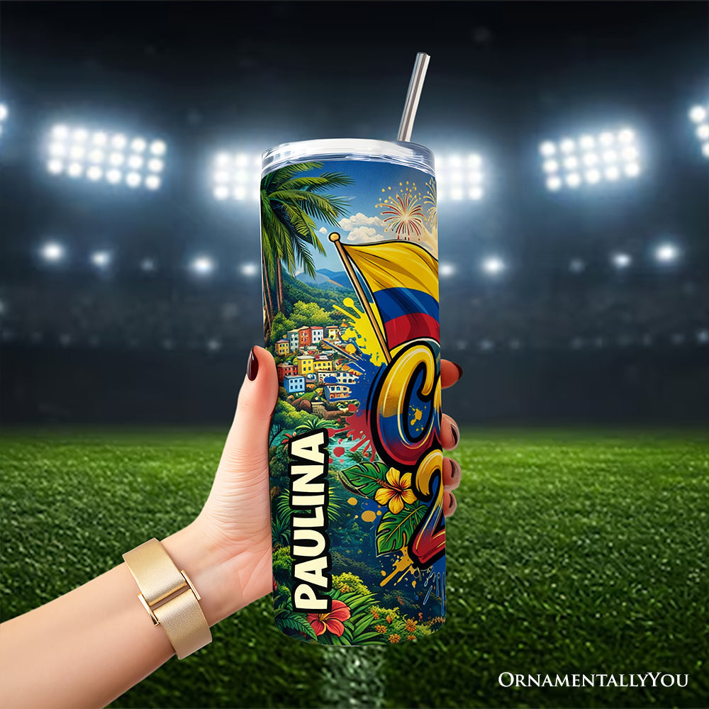 Colombia 2026 Soccer Cup Global Championship 20oz Tumbler With Lid and Stainless Steel Straw, Fans Football Gift Cup 5