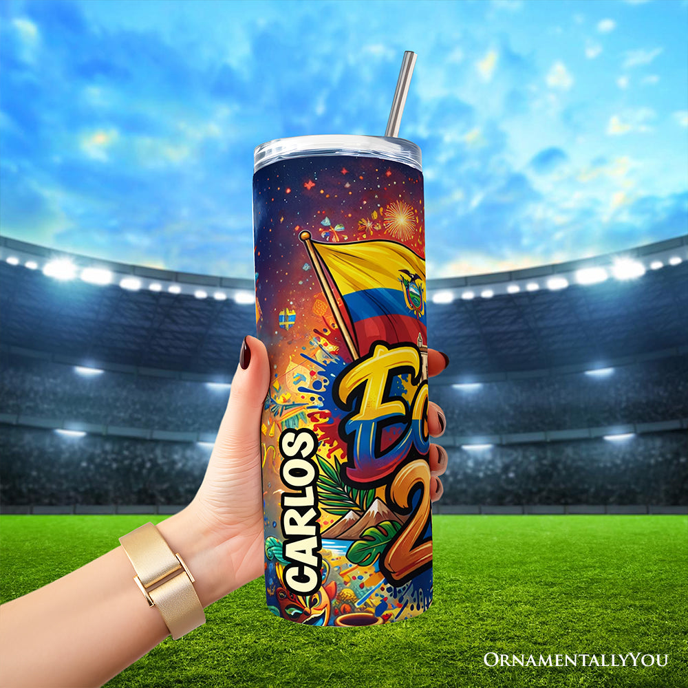 Ecuador 2026 Soccer Cup Global Championship 20oz Tumbler With Lid and Stainless Steel Straw, Fans Football Gift Cup 5