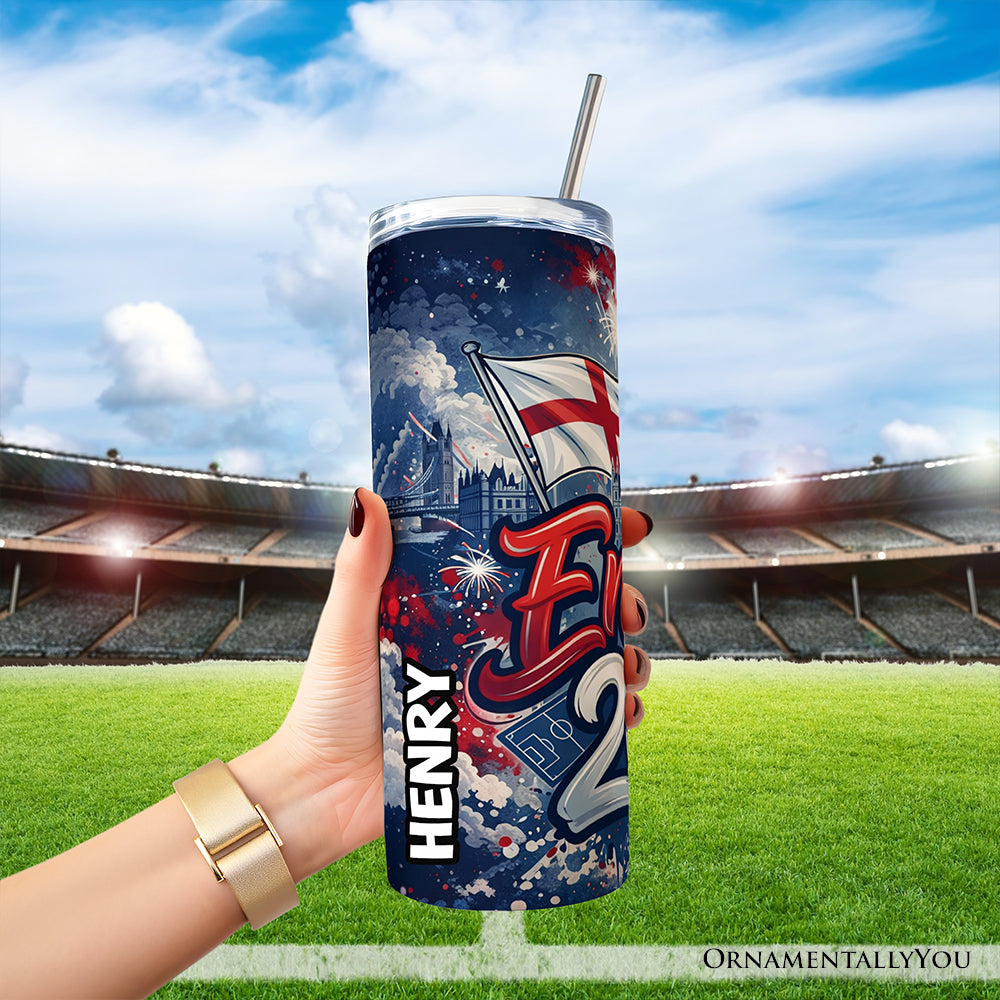 England 2026 Soccer Cup Global Championship 20oz Tumbler With Lid and Stainless Steel Straw, Fans Football Gift Cup 5