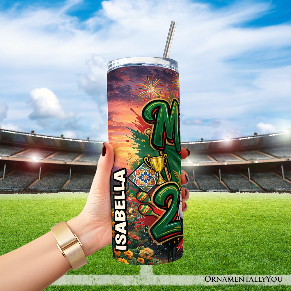 Mexico 2026 Soccer Cup Global Championship 20oz Tumbler With Lid and Stainless Steel Straw, Fans Football Gift Cup 5