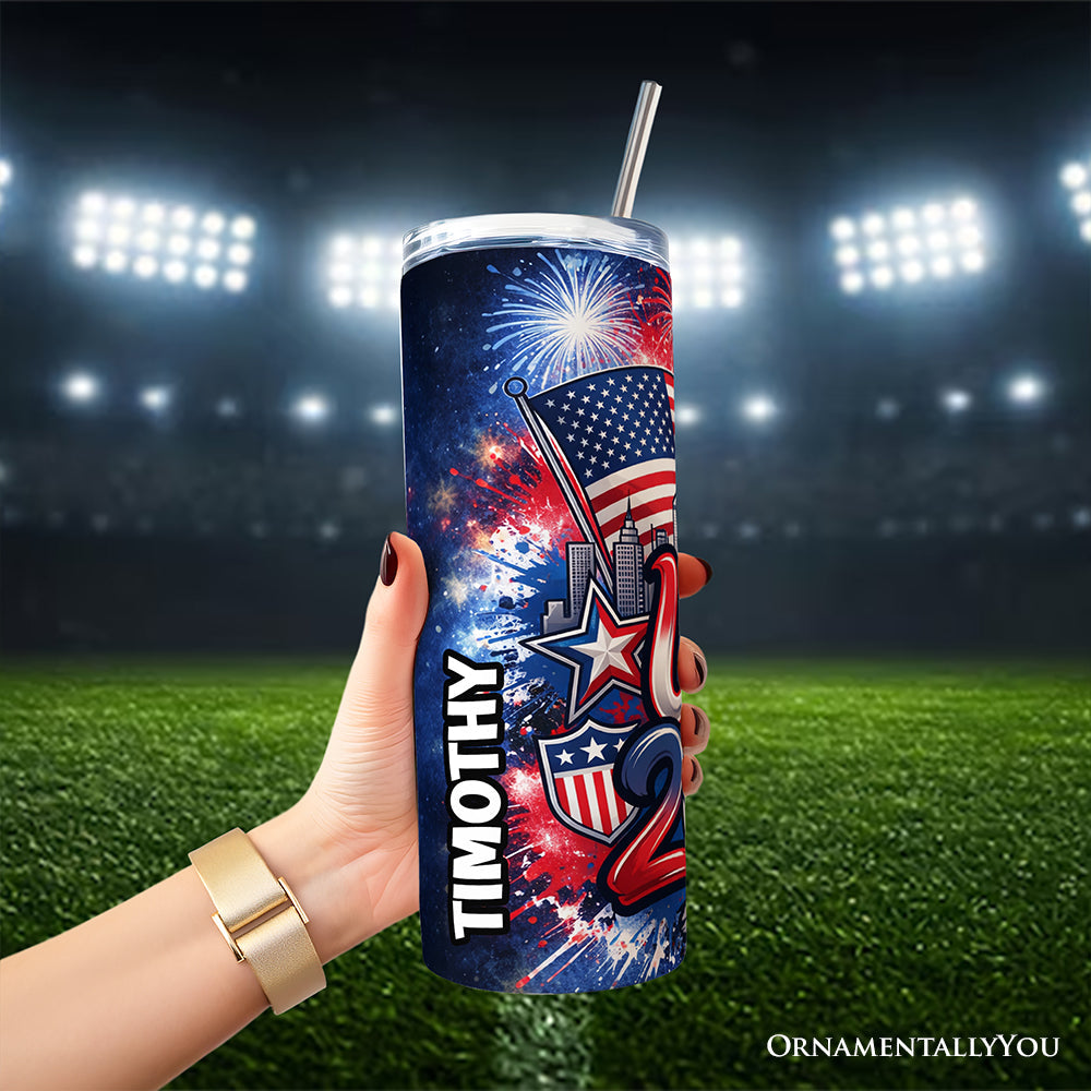 USA 2026 Soccer Cup Global Championship 20oz Tumbler With Lid and Stainless Steel Straw, Fans Football Gift Cup 5
