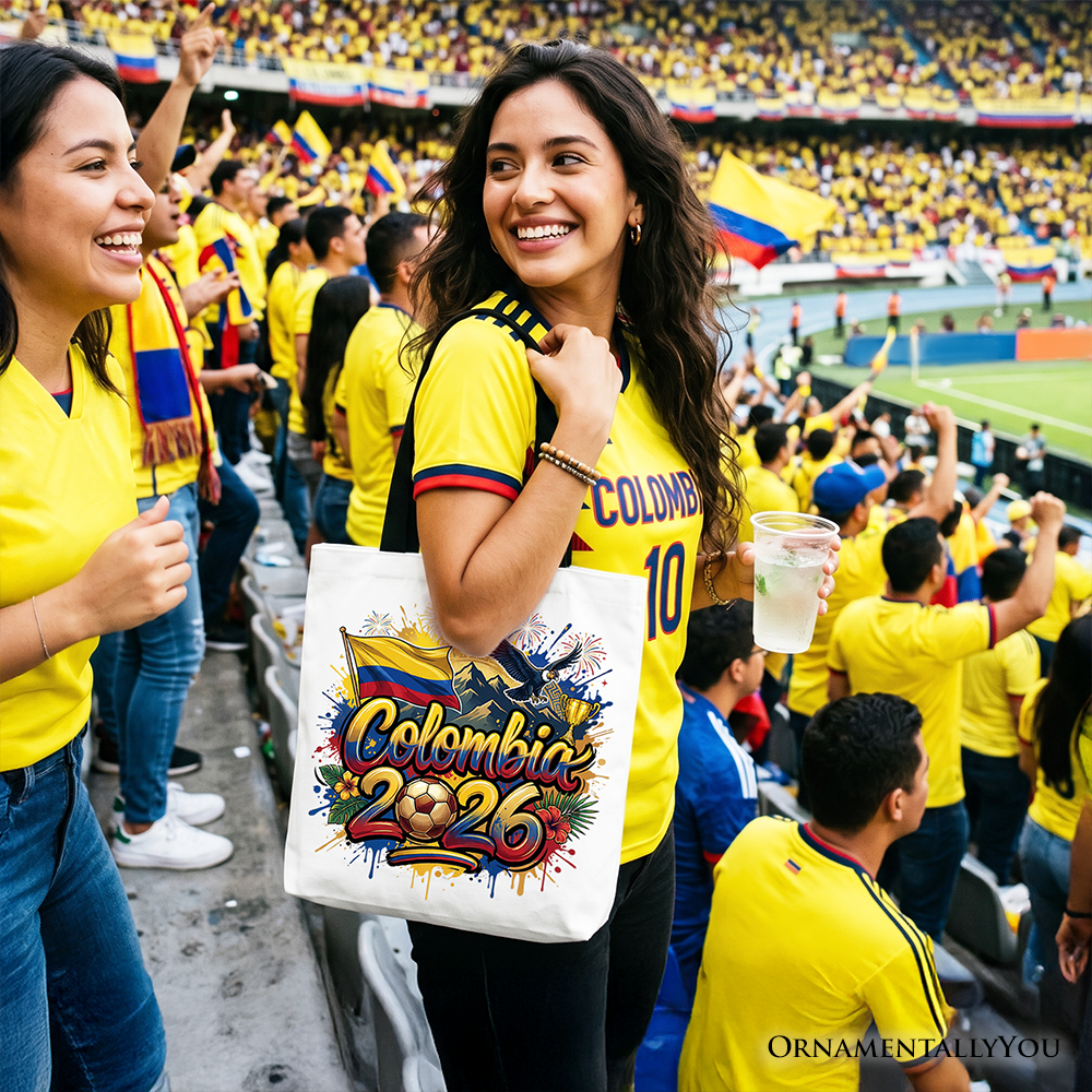Colombia 2026 Soccer Cup Global Championship Tote Bag, Fans Football Gift Shopper 6
