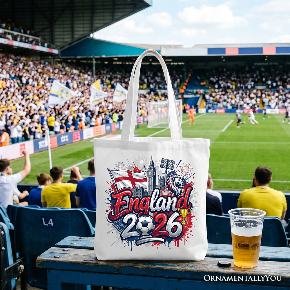 England 2026 Soccer Cup Global Championship Tote Bag, Fans Football Gift Shopper 4