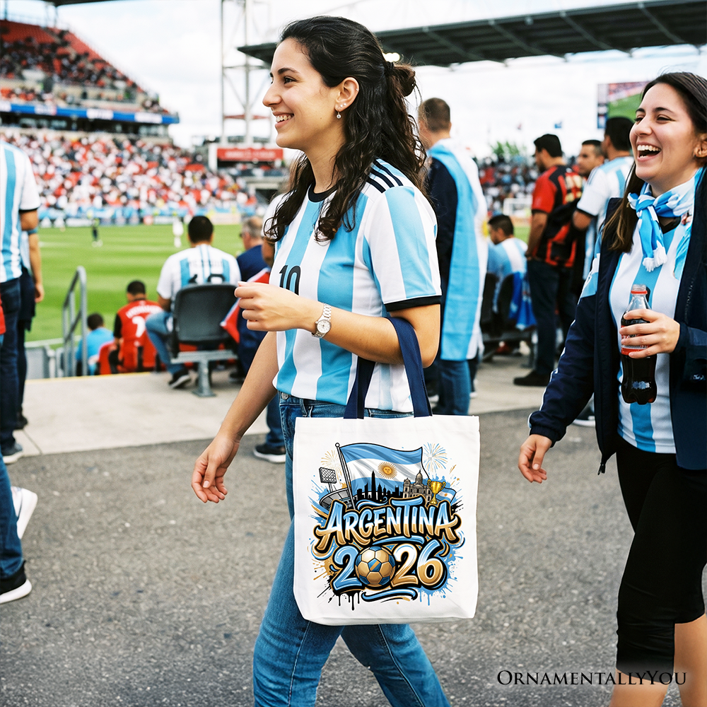 Argentina 2026 Soccer Cup Global Championship Tote Bag, Fans Football Gift Shopper 6