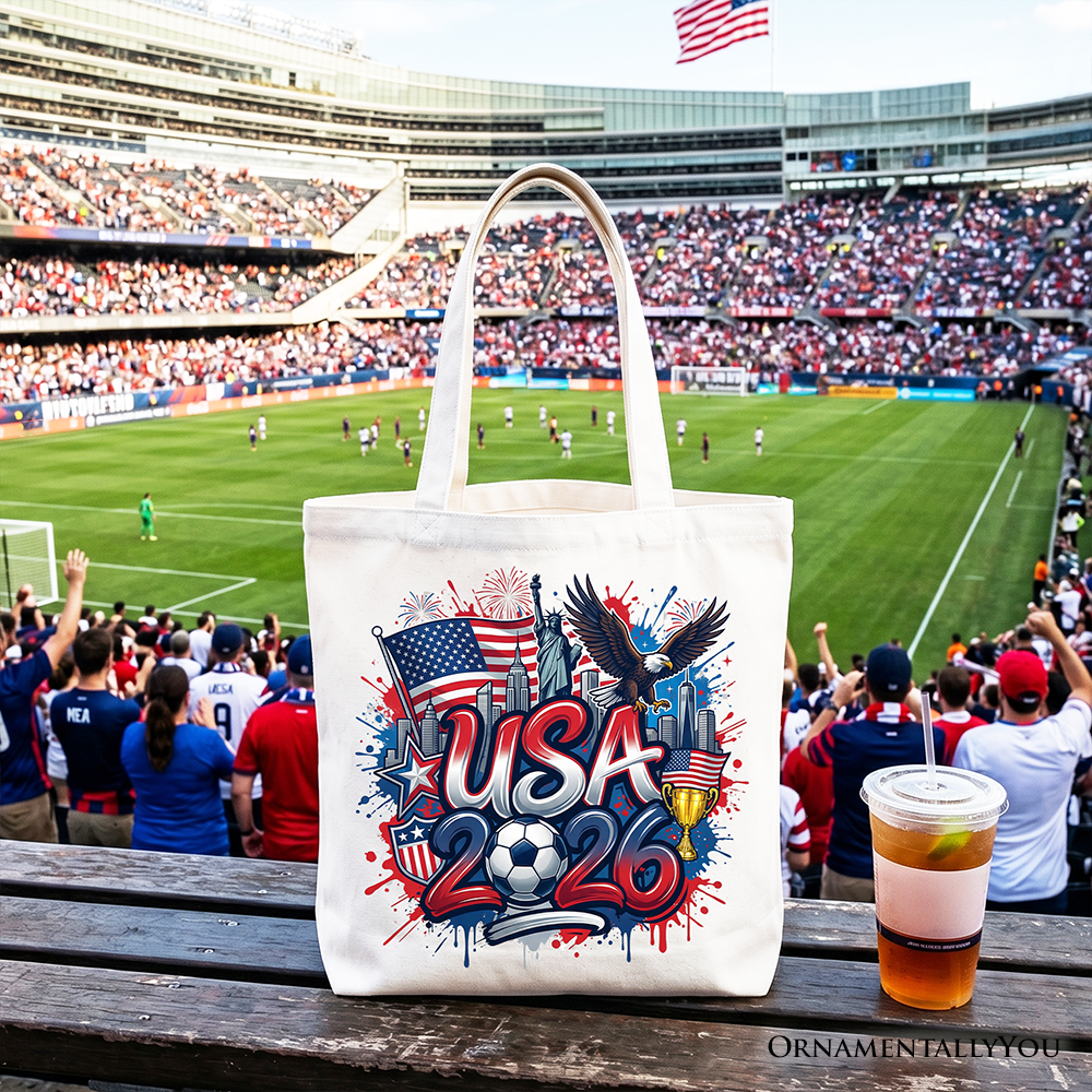 USA 2026 Soccer Cup Global Championship Tote Bag, Fans Football Gift Shopper 4
