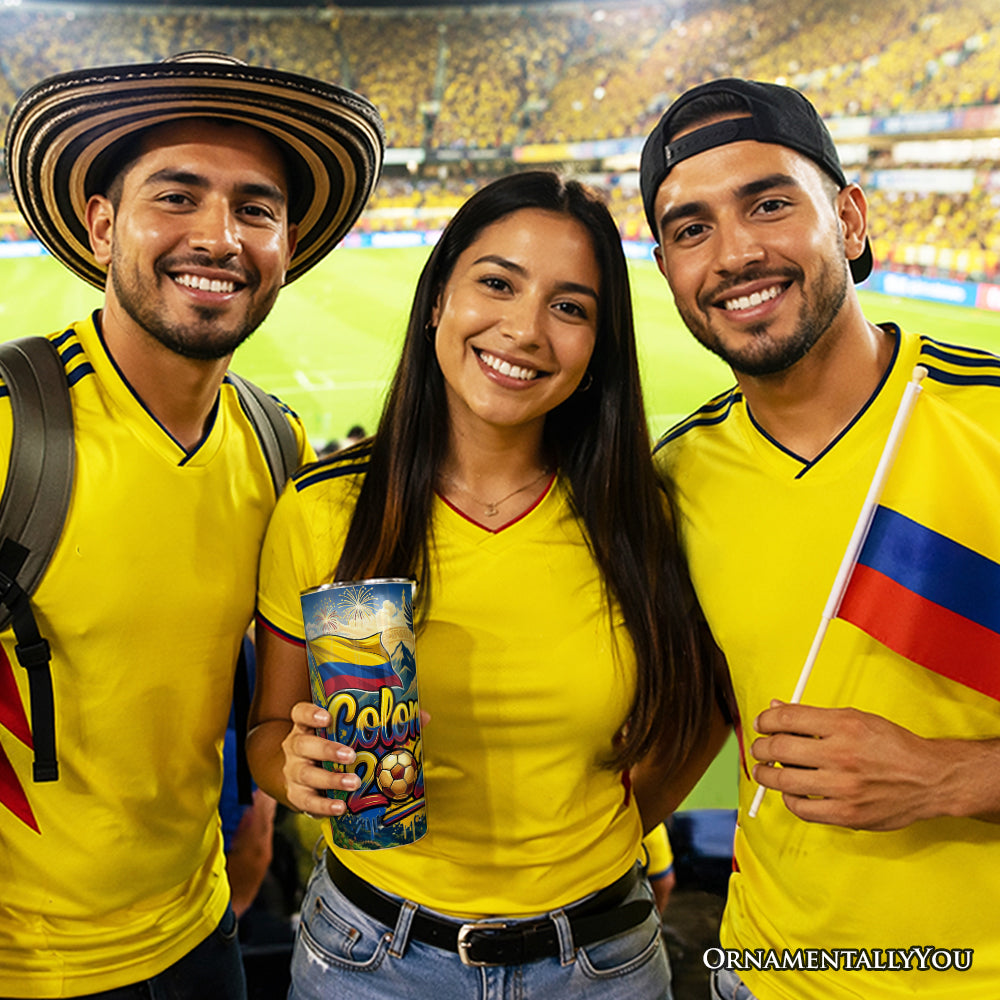 Colombia 2026 Soccer Cup Global Championship 20oz Tumbler With Lid and Stainless Steel Straw, Fans Football Gift Cup 6