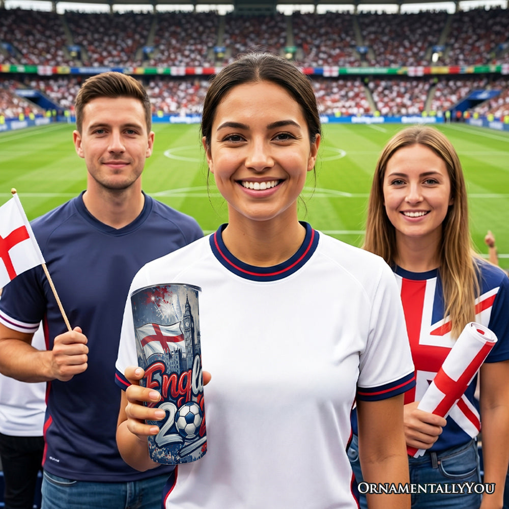 England 2026 Soccer Cup Global Championship 20oz Tumbler With Lid and Stainless Steel Straw, Fans Football Gift Cup 6