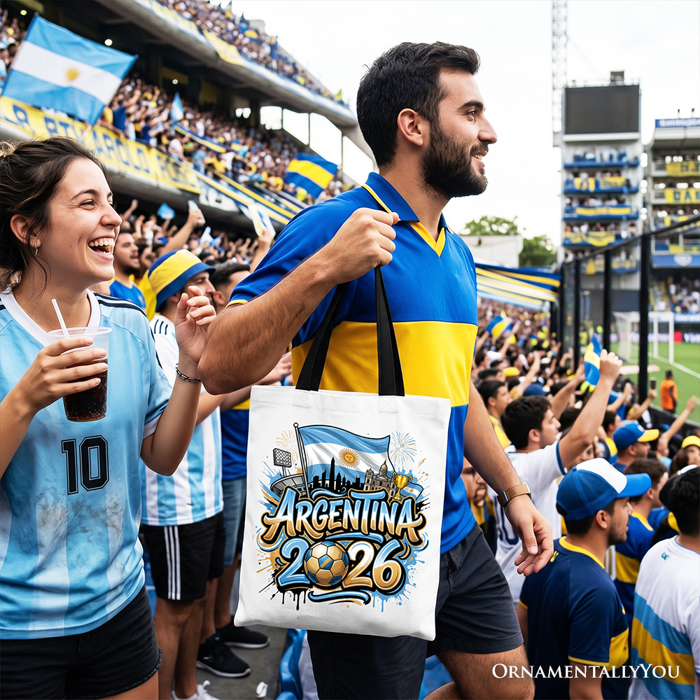 Argentina 2026 Soccer Cup Global Championship Tote Bag, Fans Football Gift Shopper 7