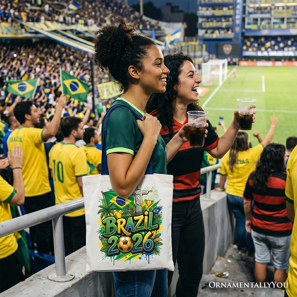 Brazil 2026 Soccer Cup Global Championship Tote Bag, Fans Football Gift Shopper 7