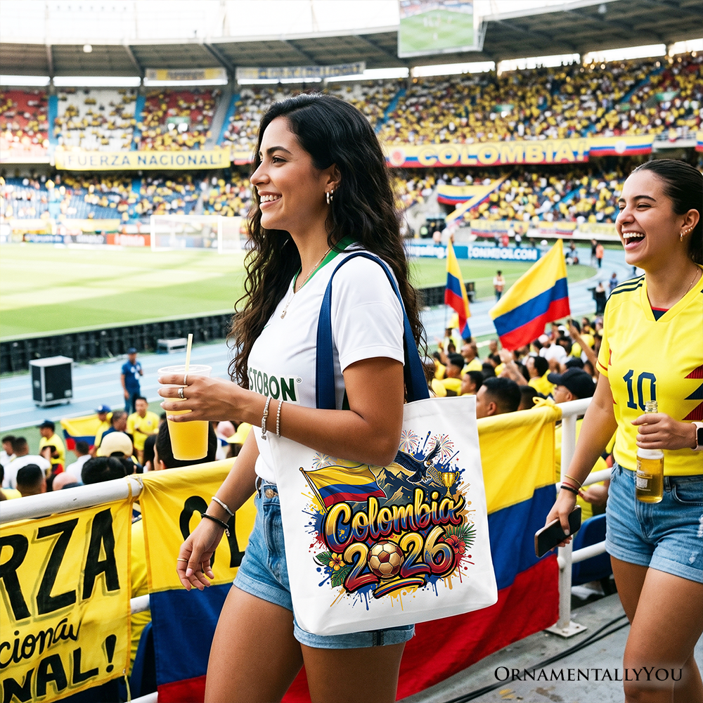 Colombia 2026 Soccer Cup Global Championship Tote Bag, Fans Football Gift Shopper 7